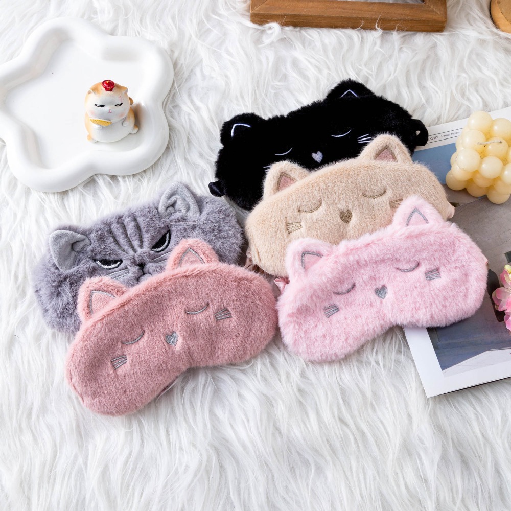 Soft Plush Doll - قناع نوم لطيف على شكل قطة