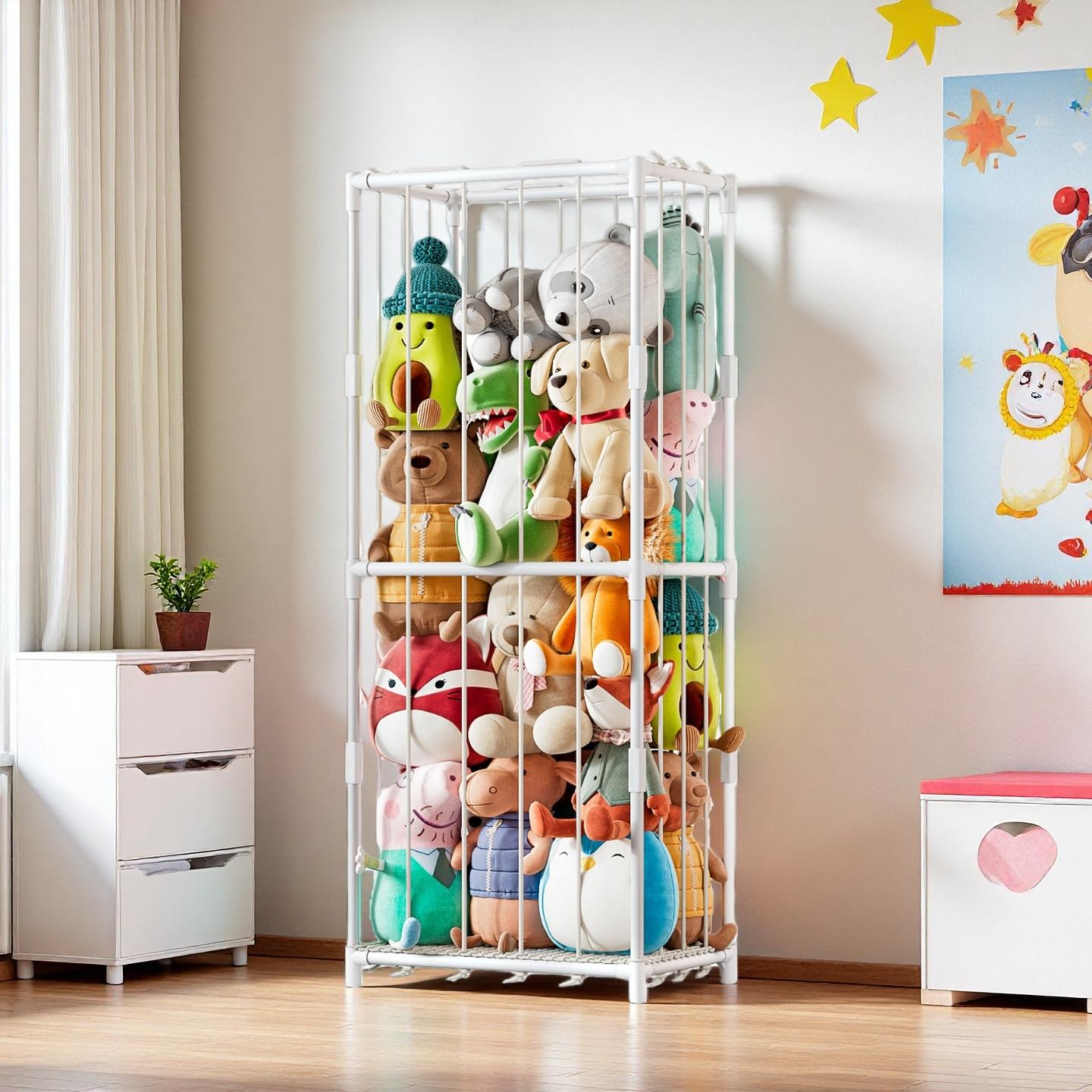 Kids' Toy - منظم تخزين عمودي للحيوانات المحشوة بتصميم